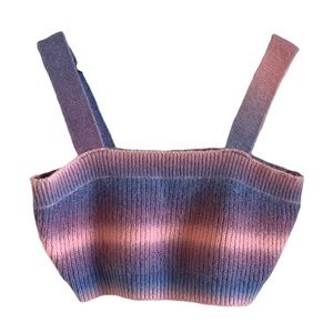 Bailey Rose Rainbow Crop Blue Pink Purple Medium Knit Tank Top Girly 90s Style